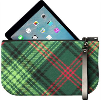 Small Leather Clutch Bag With Ross Tartan Large Enough to Fit iPad Mini