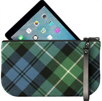 Small Leather Clutch Bag With Lamont Tartan Large Enough to Fit iPad Mini