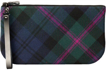 Small Leather Clutch Bag With Baird Tartan Large Enough to Fit iPad Mini