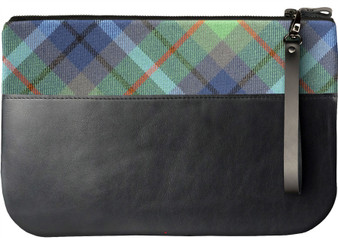 Medium Leather Clutch Bag With New York City Tartan Large Enough to Fit an iPad