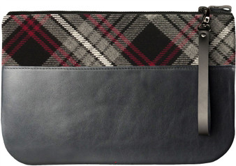 Medium Leather Clutch Bag With Auld Lang Syne Tartan Large Enough to Fit an iPad