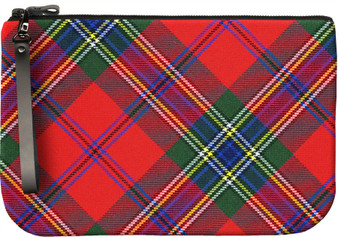 Medium Leather Clutch Bag With MacLean Modern Dress Tartan Fits an iPad