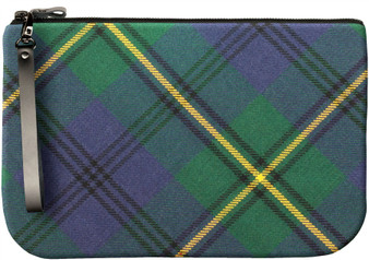 Medium Leather Clutch Bag With Johnstone Tartan Large Enough to Fit an iPad