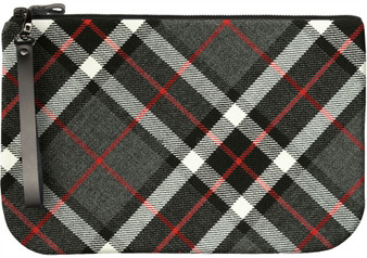 Medium Leather Clutch Bag With Thomson Grey Tartan Large Enough to Fit an iPad