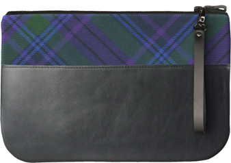 Medium Leather Clutch Bag Spirit of Scotland Tartan Large Enough to Fit an iPad