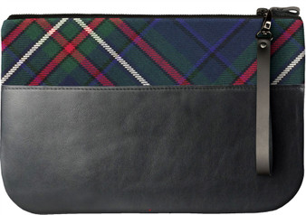Medium Leather Clutch Bag With Scottish Heritage Tartan Fits an iPad