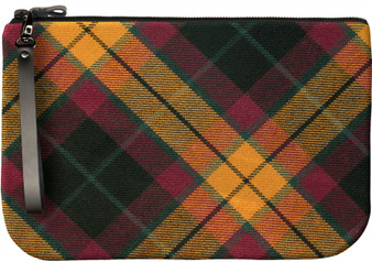 Medium Leather Clutch Bag With MacMillan Tartan Large Enough to Fit an iPad