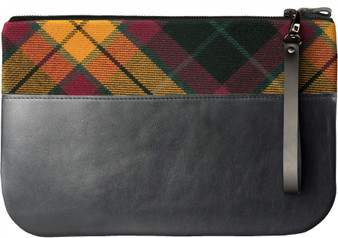 Medium Leather Clutch Bag With MacMillan Tartan Large Enough to Fit an iPad