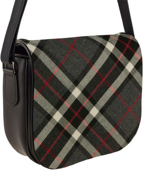 Leather Handbag Shoulder Bag With Thomson Grey Tartan Inside and Back Pocket