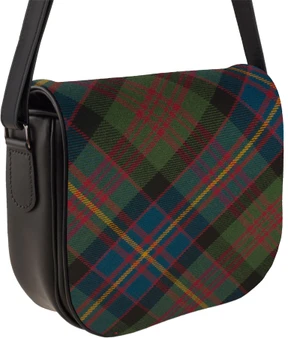 Leather Handbag Shoulder Bag Cameron Of Erracht Tartan Inside and Back Pocket