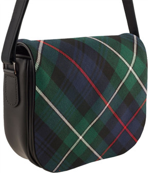 Leather Handbag Shoulder Bag With MacKenzie Tartan With Inside and Back Pocket