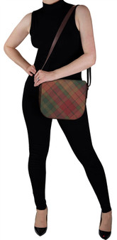 Leather Handbag Shoulder Bag With Cullins of Skye Tartan Inside and Back Pocket