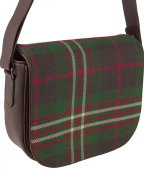 Leather Shoulder Hand Bag With Scott Tartan With Inside and Back Pocket