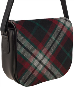Leather Handbag Shoulder Bag With Lindsay Tartan With Inside and Back Pocket