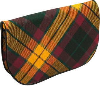 Large Leather Clutch Bag With MacMillan Tartan With Inside and Back Pocket