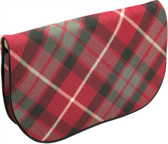 Large Leather Clutch Bag With Fraser Red Tartan With Inside and Back Pocket