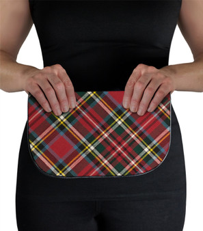 Large Leather Clutch Bag In Bonnie Prince Charlie Tartan Inside and Back Pocket