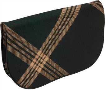 Large Leather Clutch Bag With Celtic Black Tartan With Inside and Back Pocket