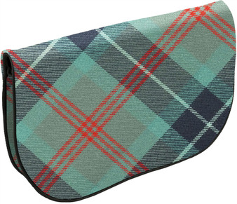 Large Leather Clutch Bag With Loch Ness Tartan With Inside and Back Pocket