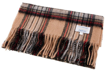 Edinburgh Scarf 100% Lambswool with Stewart Camel Tartan Design