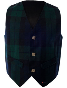 Boys Waistcoat Silk Back Adjustable Buckle Black Watch Tartan