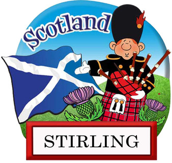 Resin Scottish Fridge Magnet Piper With Saltire Flag Stirling Design Magnet