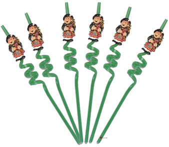 Scottish Piper Top Crazy Straw with Scottish Bagpipe Playing Piper Design 6 Pack