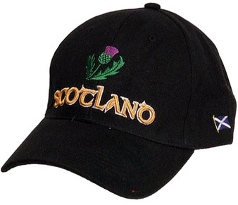 Black Baseball Cap Thistle Scottish Design Thistle Design Scotland Cap