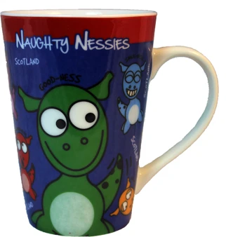 Blue Tea Coffee Mug with Scottish Naughty Nessies Loch Ness Mascots for Kitchen