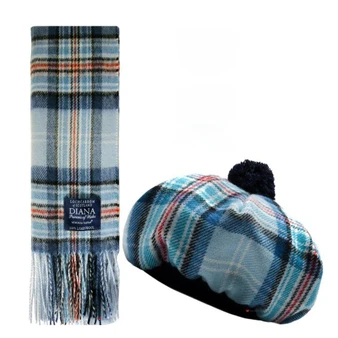 Diana Memorial Tartan Ladies Tammy Hat & Scarf Set Luxury Lambswool