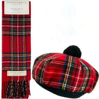 Stewart Royal Modern Tartan Ladies Tammy Hat & Scarf Set Lambswool