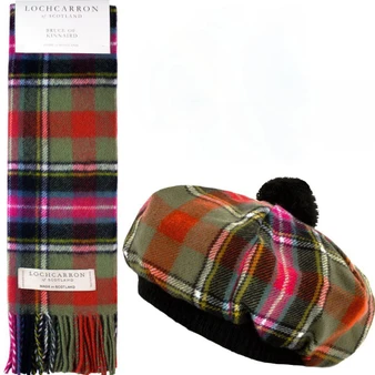 Bruce of Kinnaird Ancient Tartan Ladies Tammy Hat & Scarf Set Lambswool