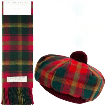 Maple Leaf Tartan Ladies Tammy Hat & Scarf Set Lambswool