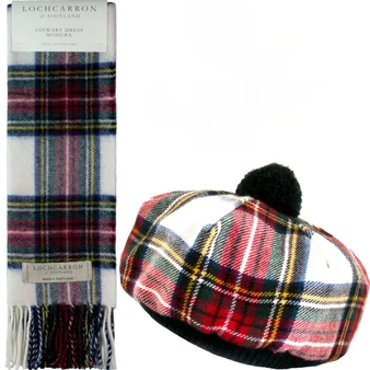 Stewart Dress Modern Tartan Ladies Tammy Hat & Scarf Set Lambswool