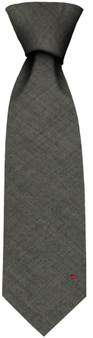 Mens Tie Grey Plain Colour Pure Wool