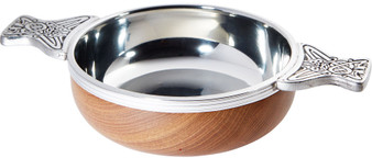 Wood And Pewter Quaich Medium Scottish Tasting Bowl Ideal Christening Gift