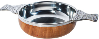 Wood And Pewter Quaich Extra Large Scottish Tasting Bowl Ideal Christening Gift