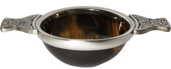 100mm Horn and Pewter Scottish Quaich Cup of Friendship Ideal Christening Gift