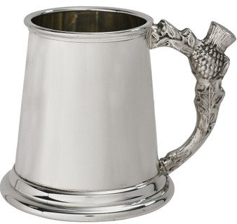 Christening Gift plain Tankard 1/4 Pint Scottish Thistle Shaped Handle Baby Mug Pewter Cup Engraving Available