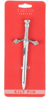 Scottish Kilt Pin In Claymore Style Design With Chrome Finish