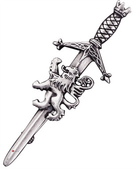 Scottish Accessories Kilt Pin & Carry Pouch Pewter Rampart Lion Antique Finish Gift from Scotland