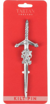 Scottish Kilt Pin In Claymore Lion Style Design With Chrome Finish