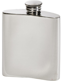 Kidney Shape Flask 3oz Pewter in Plain Polished Finish