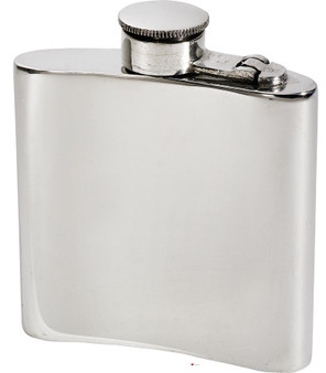 Kidney Shape Flask 4oz Pewter in Plain Polished Finish with Captive Top