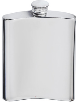 Kidney Shape Flask 6oz Pewter in Plain Polished Finish