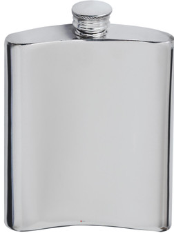 Large Kidney Shape Flask 10oz Pewter in Plain Polished Finish