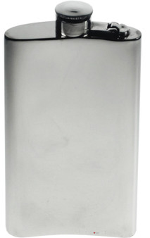 Kidney Shape Flask 8oz Pewter in Plain Polished Finish with Captive Top Kidney Shape Flask 8oz Pewter in Plain Polished Finish with Captive Top