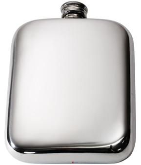 Pocket Hip Flask 6oz Pewter Smooth Rounded with Plain Polished Finish