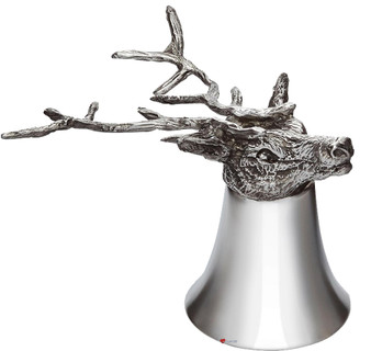Pewter Jigger Measure or Stirrup Cup with Stag Head - 3 oz