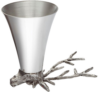Pewter Jigger Measure or Stirrup Cup with Stag Head - 5 oz